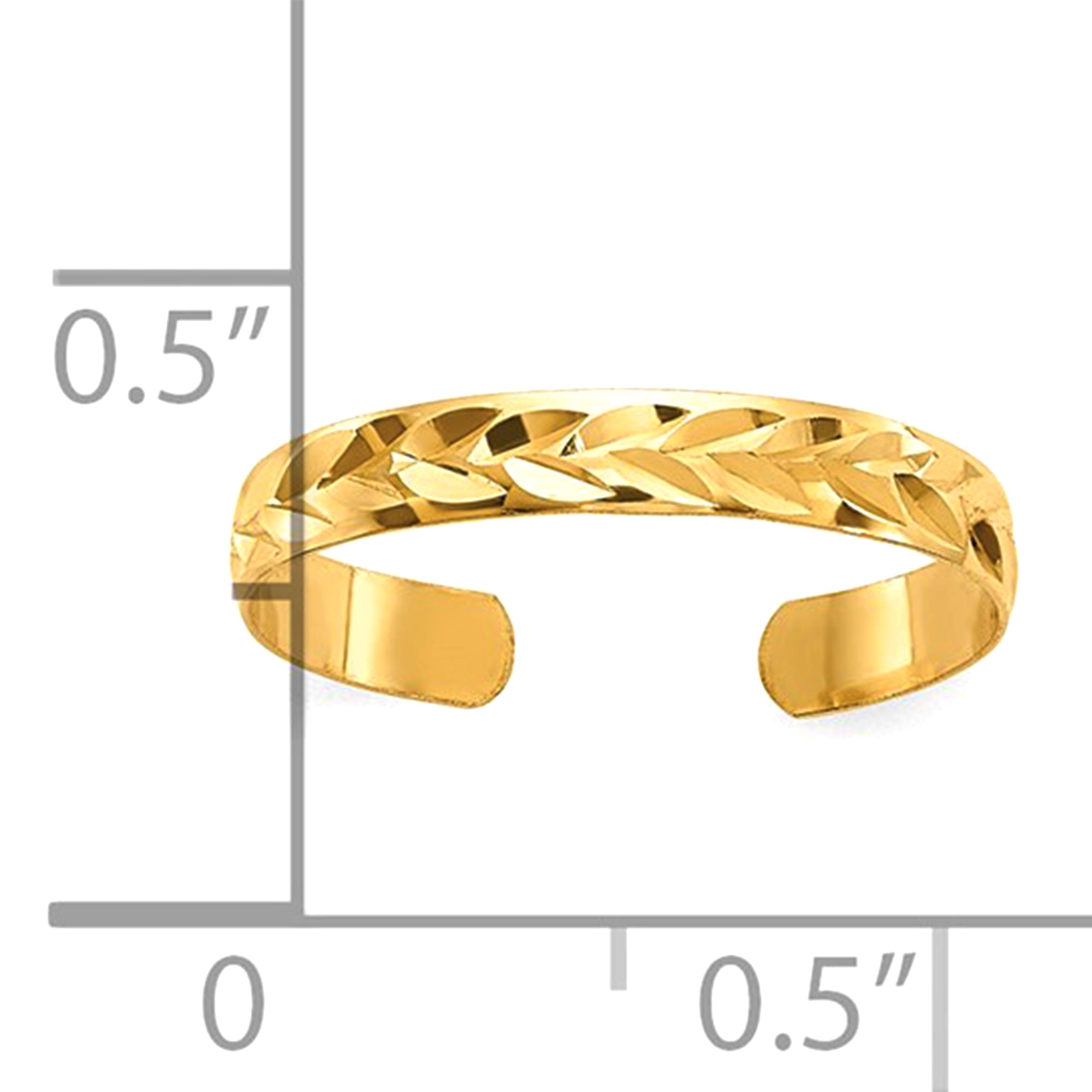 10K Yellow Gold Diamond Cut Toe Ring for Ladies JewelryAffairs