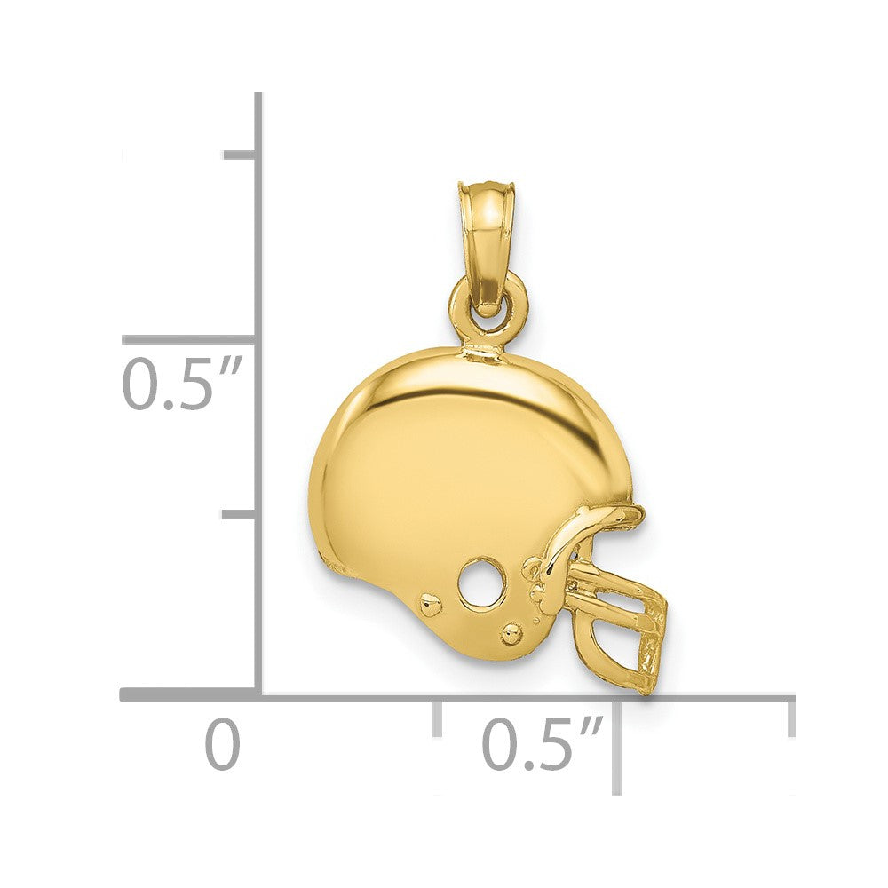 10k Yellow Gold Football Helmet Pendant, 20x13mm