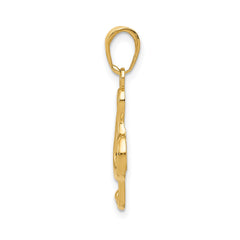14k Yellow Real Gold Treble Clef Music Pendant, 25x8mm