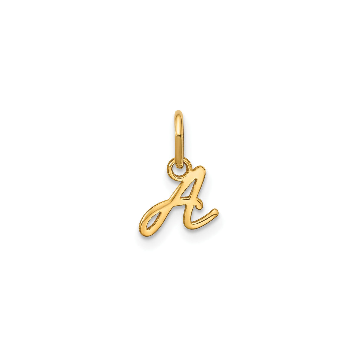 10K Yellow Gold Script Letter Initial Charm Pendant, 14x10mm