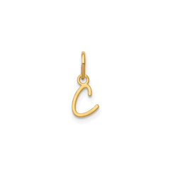 10K Yellow Gold Script Letter Initial Charm Pendant, 14x10mm