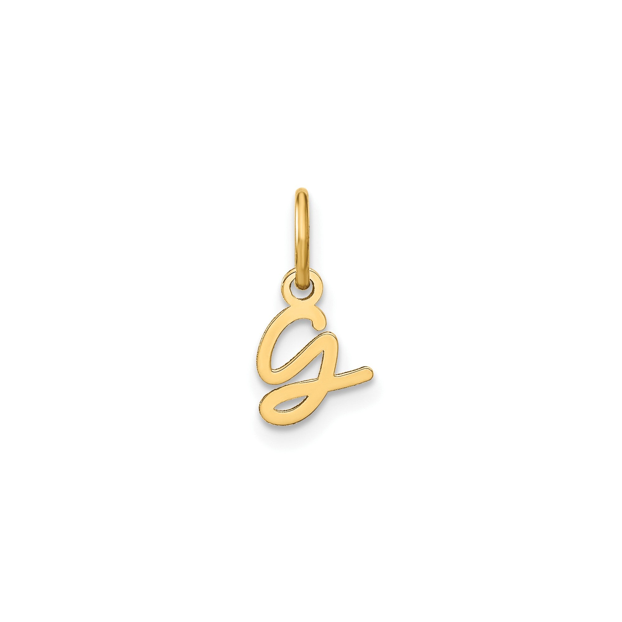 10K Yellow Gold Script Letter Initial Charm Pendant, 14x10mm