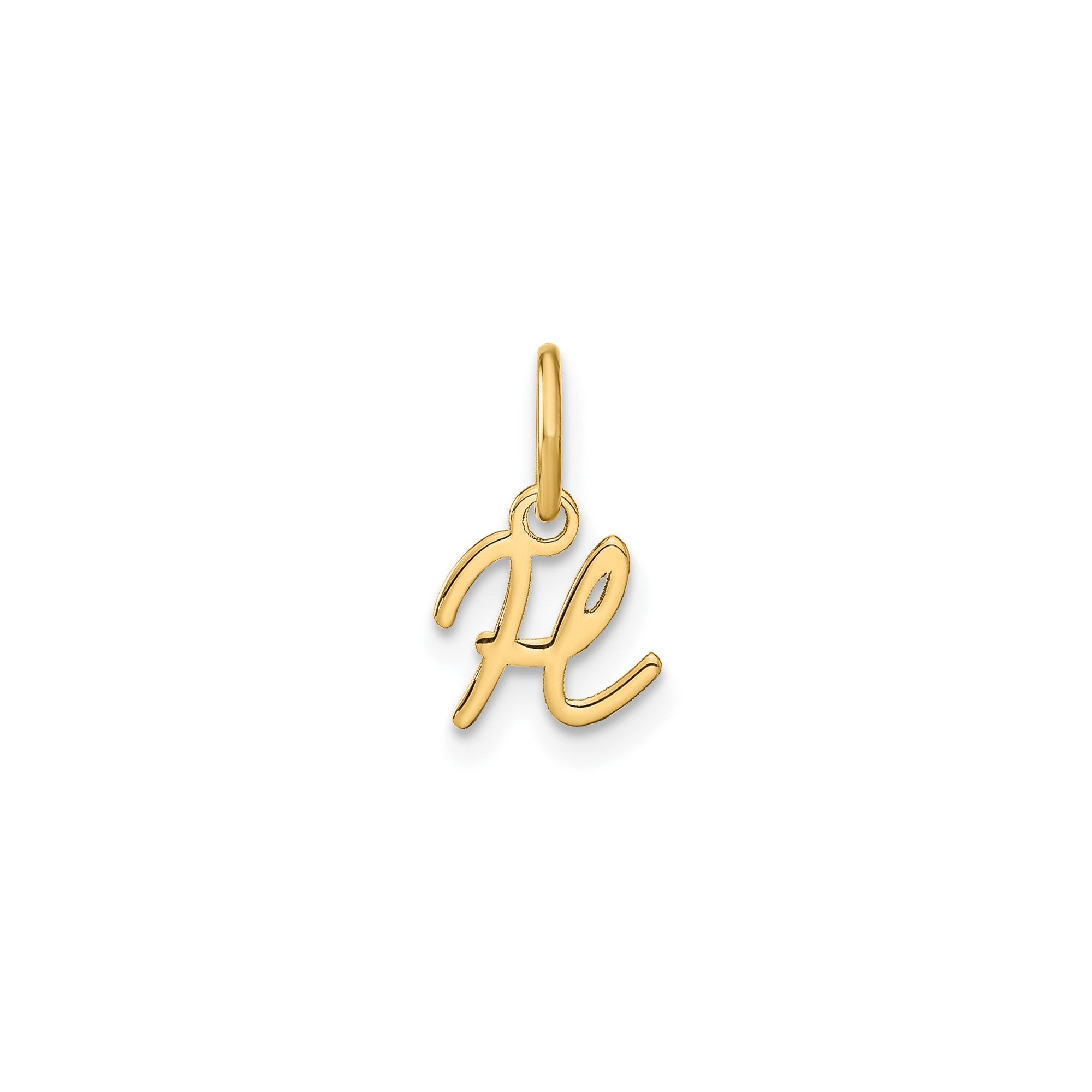 10K Yellow Gold Script Letter Initial Charm Pendant, 14x10mm