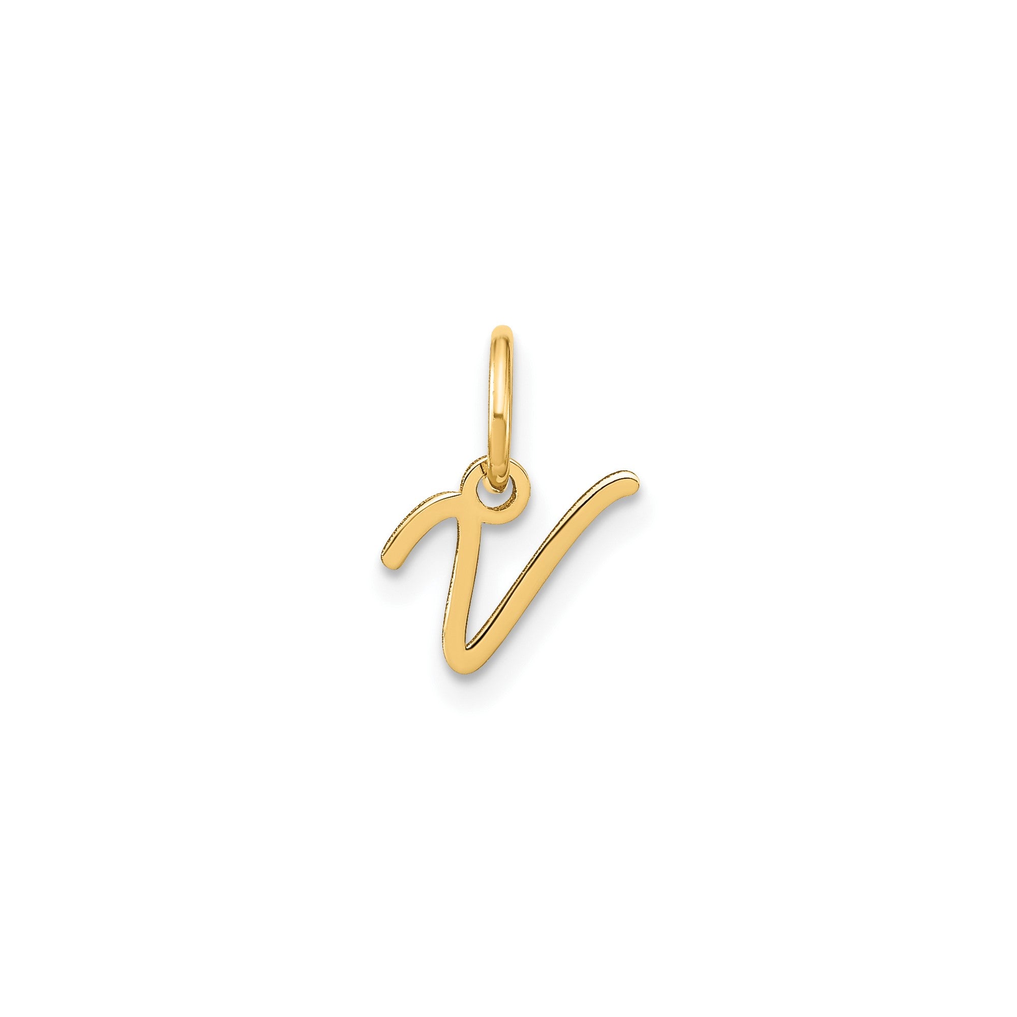 10K Yellow Gold Script Letter Initial Charm Pendant, 14x10mm