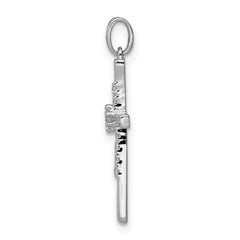 10K Real Solid White Gold 1/10ct. Diamond Cross Pendant, 19x11mm