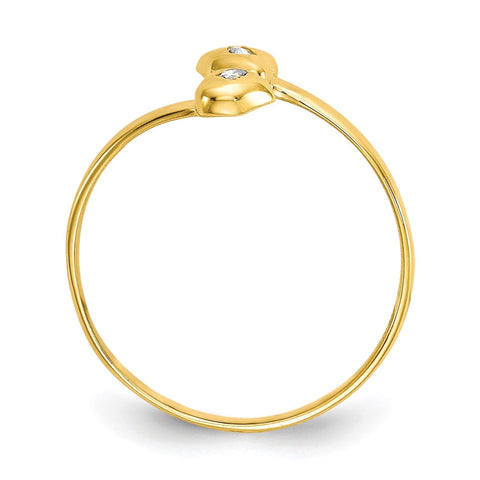 10K Real Solid Yellow Gold CZ Heart Shaped Toe Summer Ring
