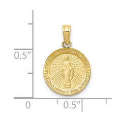 10k Real Solid Yellow Gold Miraculous Mary Charm Pendant, 13mm