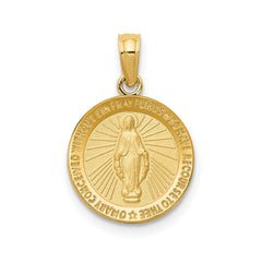 10k Real Solid Yellow Gold Miraculous Mary Charm Pendant, 13mm