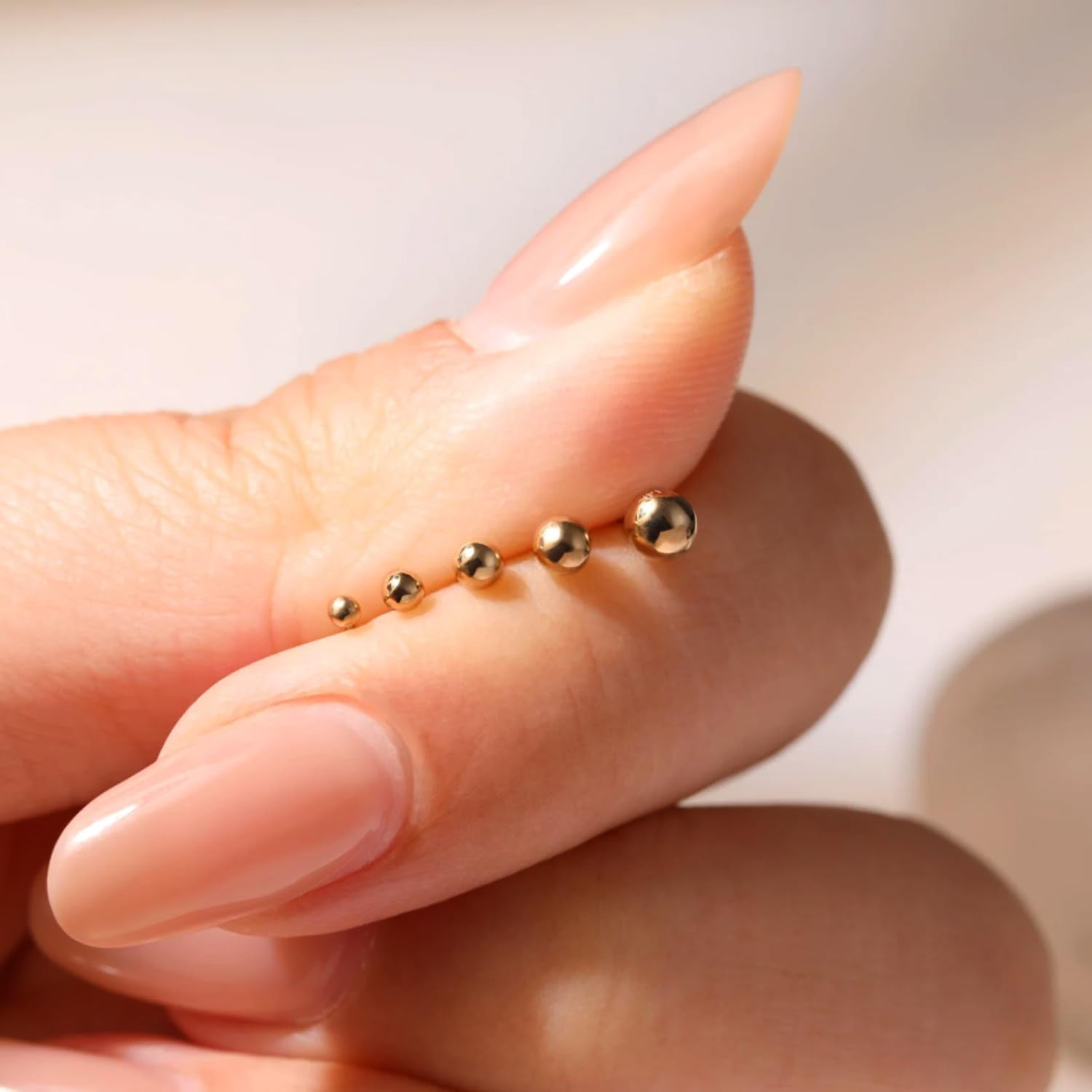 10K Real Yellow Gold Ball Stud Earrings - JewelryAffairs