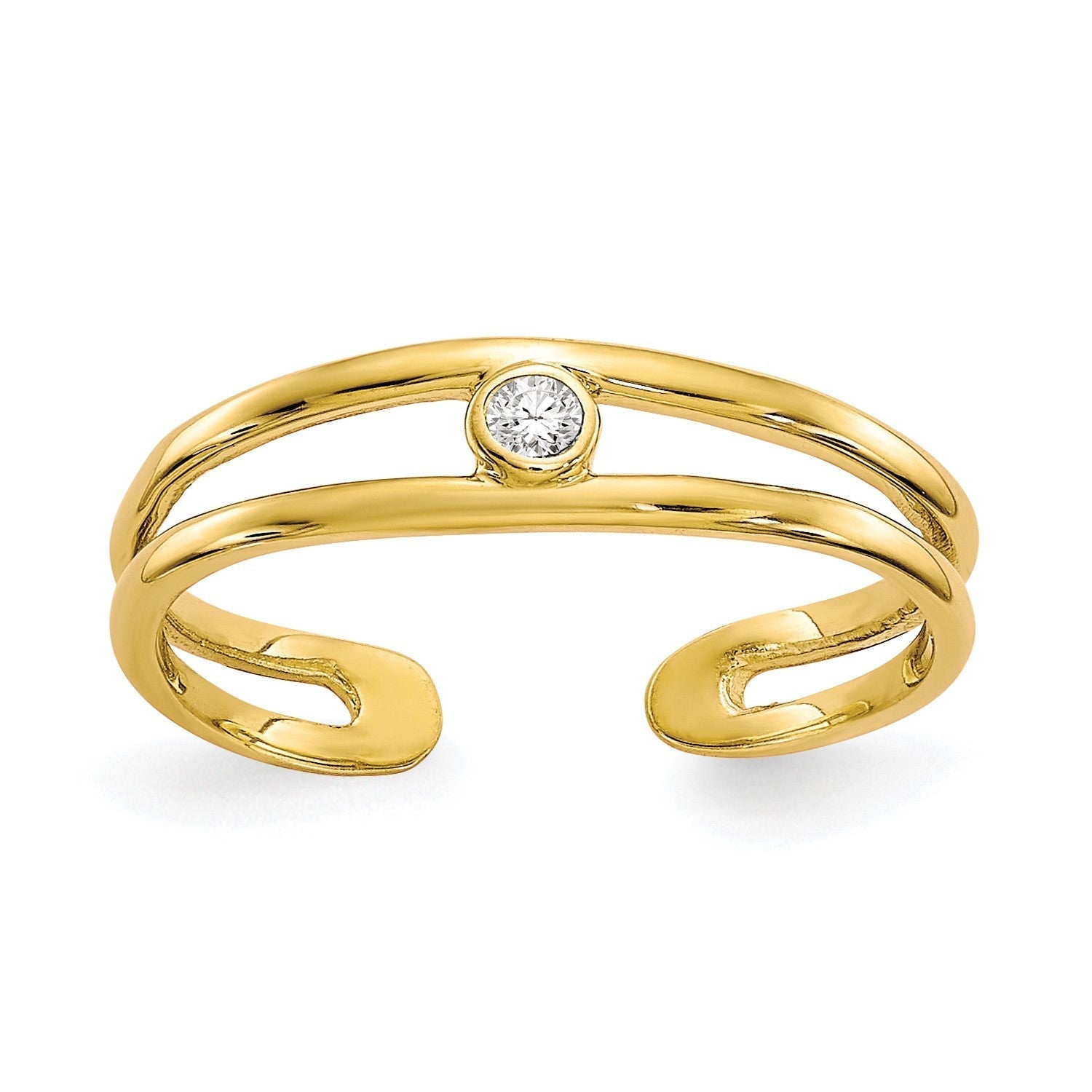 10k Real Yellow Gold CZ Stone Summer Toe Ring