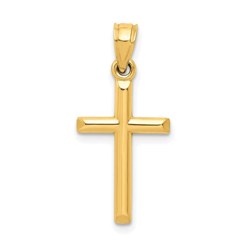 10k Real Yellow Gold High Polished Unisex Cross Pendant Charm,19x11mm