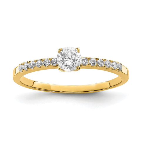 10k Real Yellow Solid Gold CZ Engagement Solitaire Ring