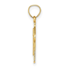 10k Real Yellow Solid Gold Solid Textured Cross Charm Pendant, 20x11mm