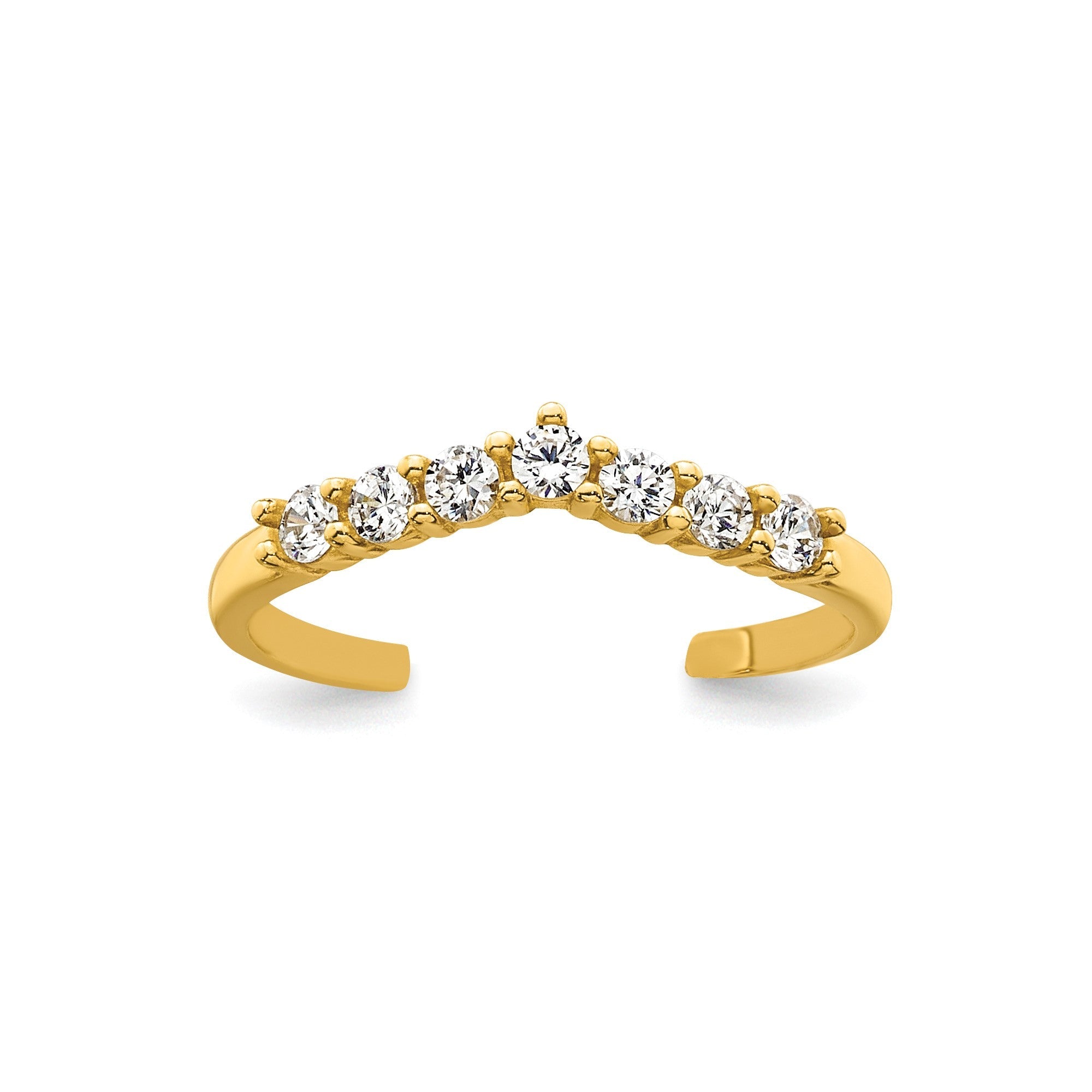 10k Solid Yellow Gold White CZ Open Back Toe Ring