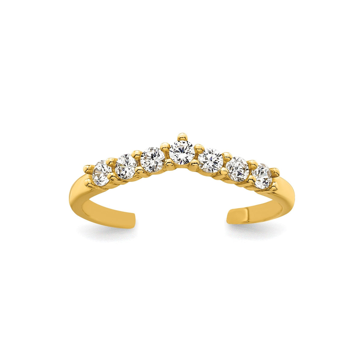 Back. Wear Rings Image 10k Solid Yellow Gold White CZ Open Back Toe Ring | Jewelry Affairs