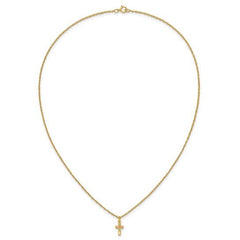 10k Tri-Color Gold Cross Pendant Necklace, 18 Inch Chain