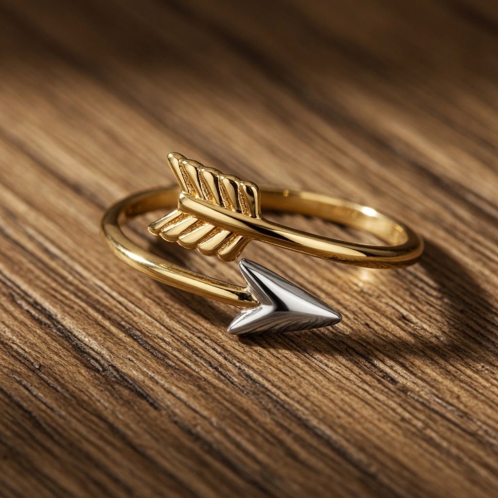 10k Two Tone Gold Bypass Arrow Ring