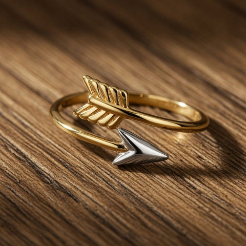 10k Two Tone Gold Bypass Arrow Ring