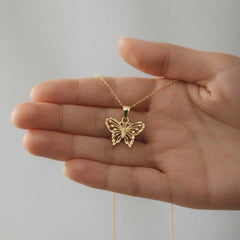 10k Yellow Gold Diamond-Cut Butterfly Charm Pendant, 18x16mm
