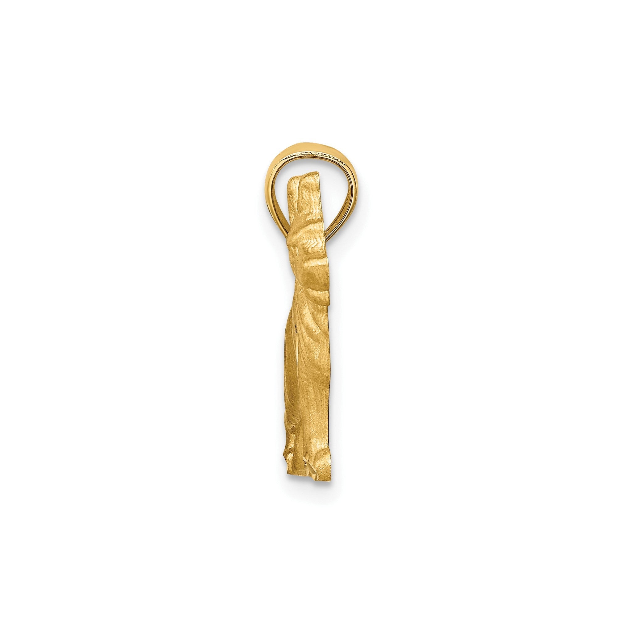 10k Yellow Gold Diamond-cut German Shepard Dog Pendant, 17X17mm