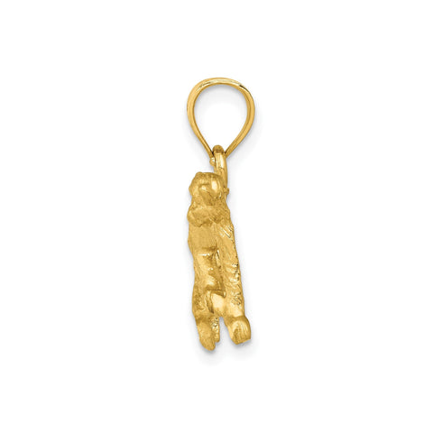 10k Yellow Gold Diamond Cut Monkey Pendant, 22x17mm