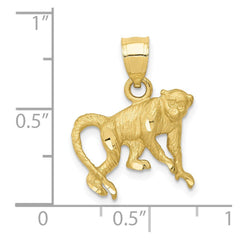 10k Yellow Gold Diamond Cut Monkey Pendant, 22x17mm