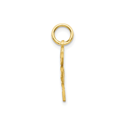 10K Yellow Gold Four Leaf Clover Charm Pendant, Heart Design, 20mm x 10mm