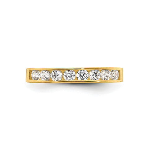 10k Yellow Gold High Polished Channel-set White CZ Toe Ring
