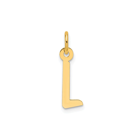 10K Yellow Gold Initial Letter Pendant Charm, Block Style, 13mm x 6mm