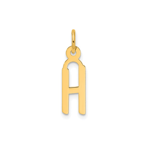 10K Yellow Gold Initial Letter Pendant Charm, Block Style, 13mm x 6mm