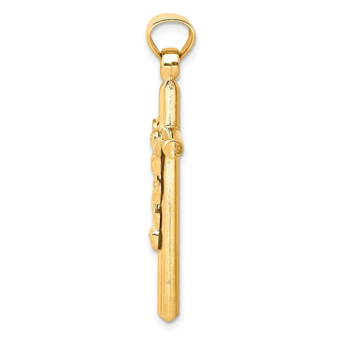 10k Yellow Gold Jesus Crucifix Cross Pendant, 32x19mm