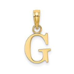 10K Yellow Gold Letter Initial Pendant, Block Font, 13x10mm