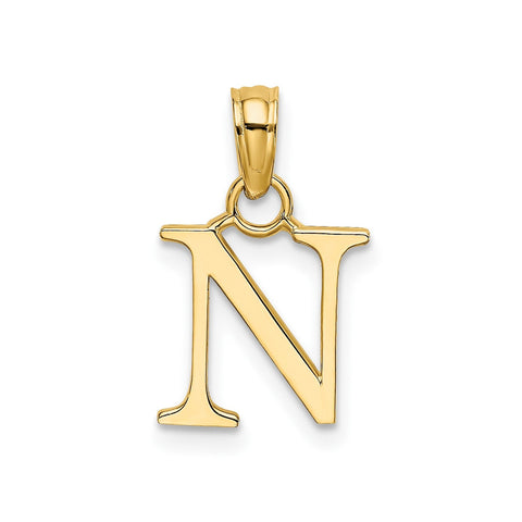 10K Yellow Gold Letter Initial Pendant, Block Font, 13x10mm