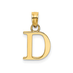 10K Yellow Gold Letter Initial Pendant, Block Font, 13x10mm