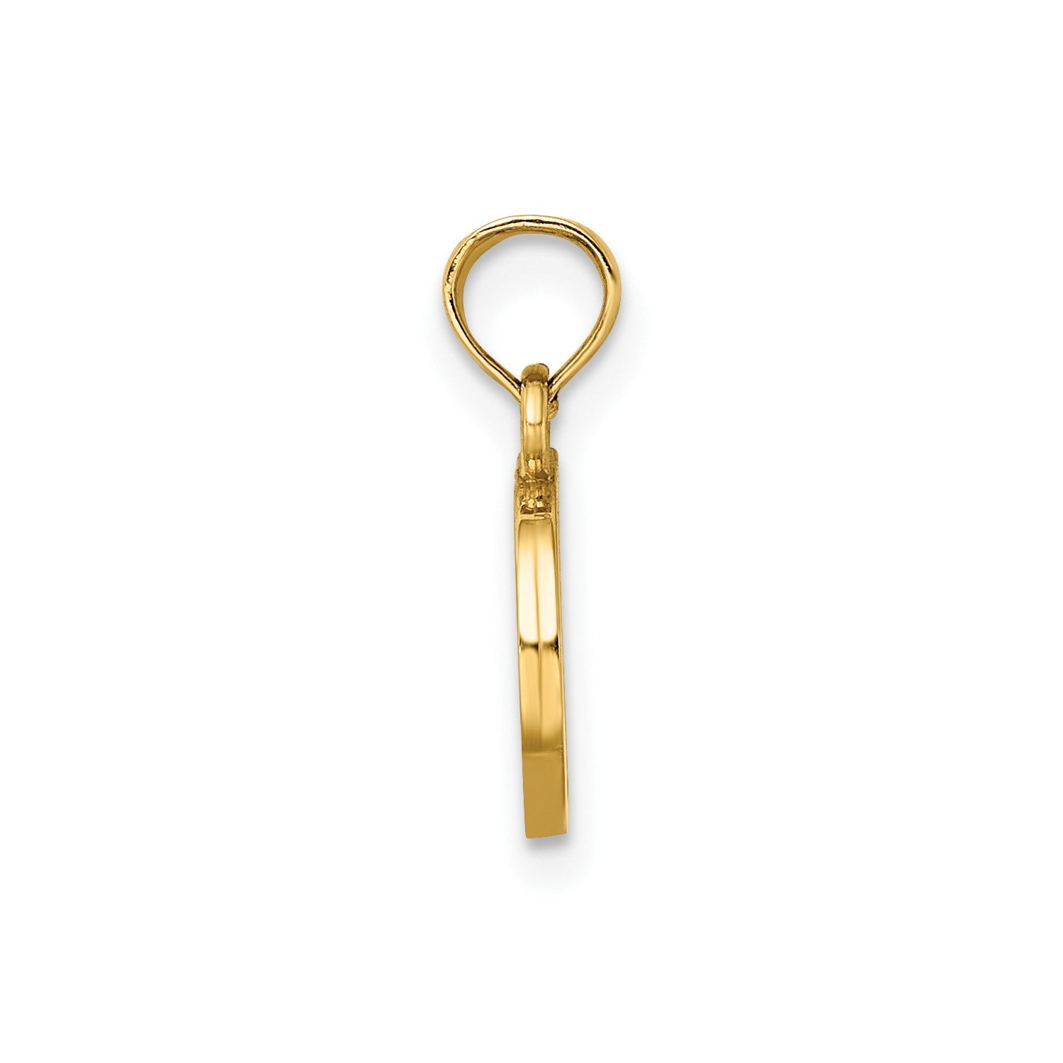 10K Yellow Gold Letter Initial Pendant, Block Font, 13x10mm
