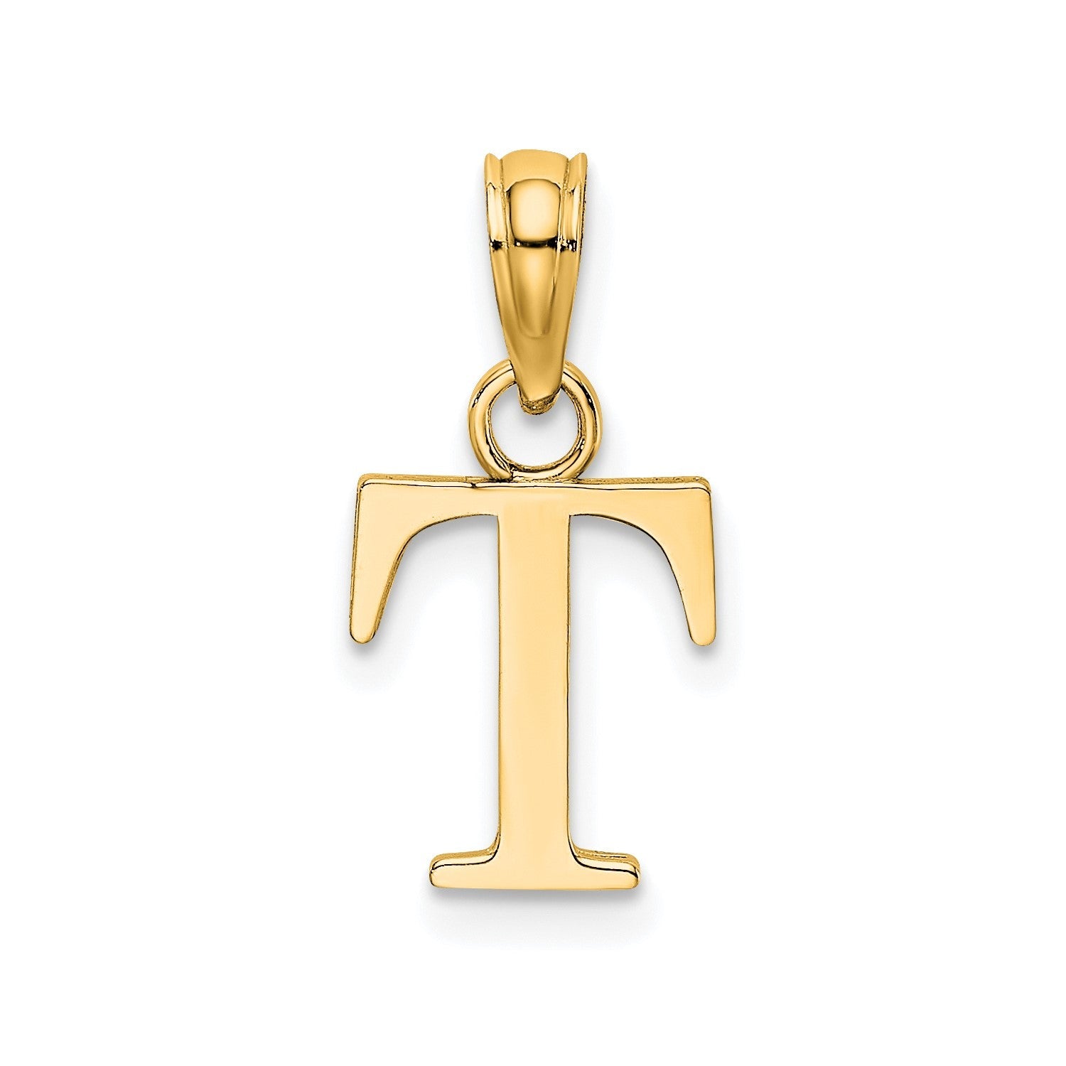 10K Yellow Gold Letter Initial Pendant, Block Font, 13x10mm