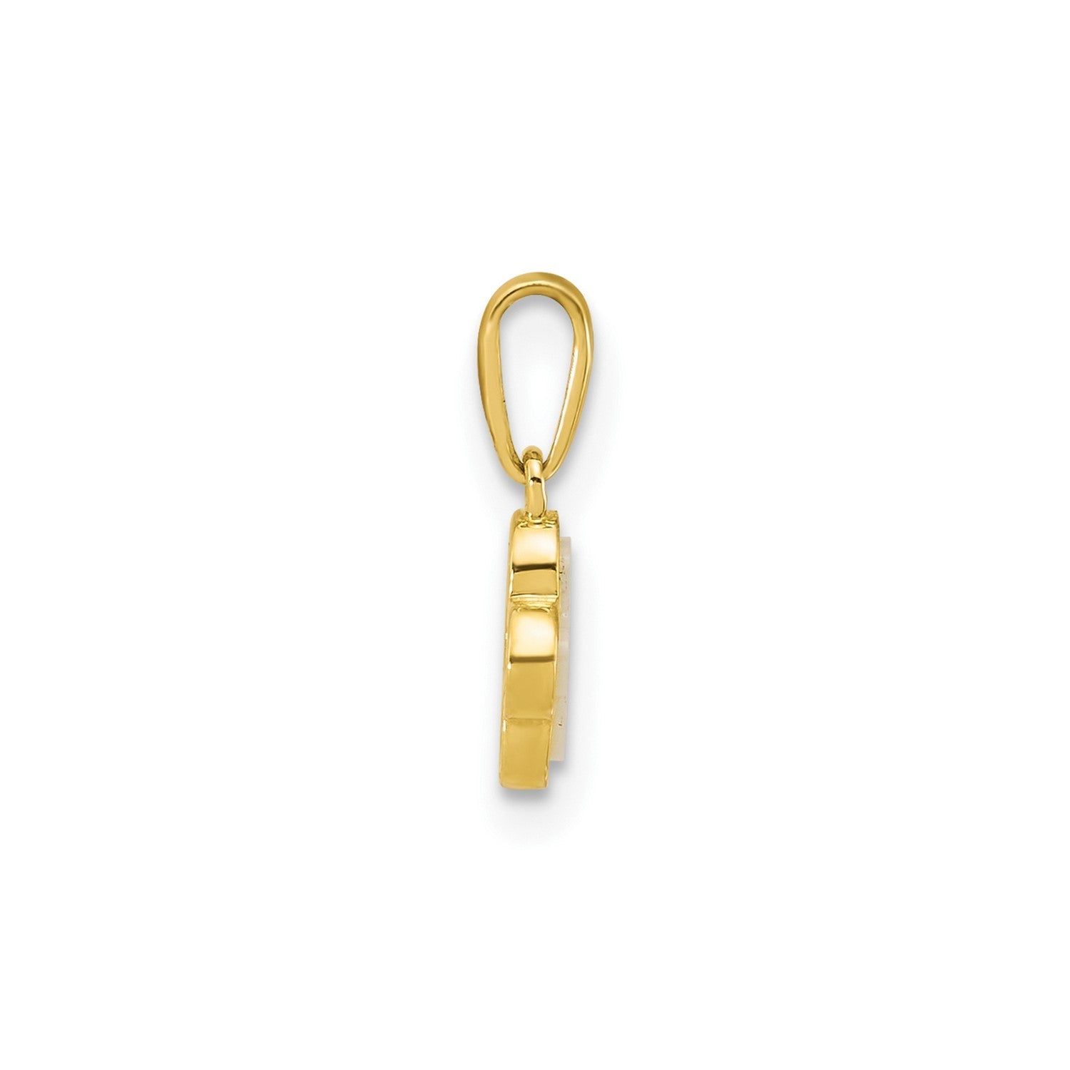 10k Yellow Gold Mother of Pearl Clover Cross Pendant, 7x7mm - JewelryAffairs