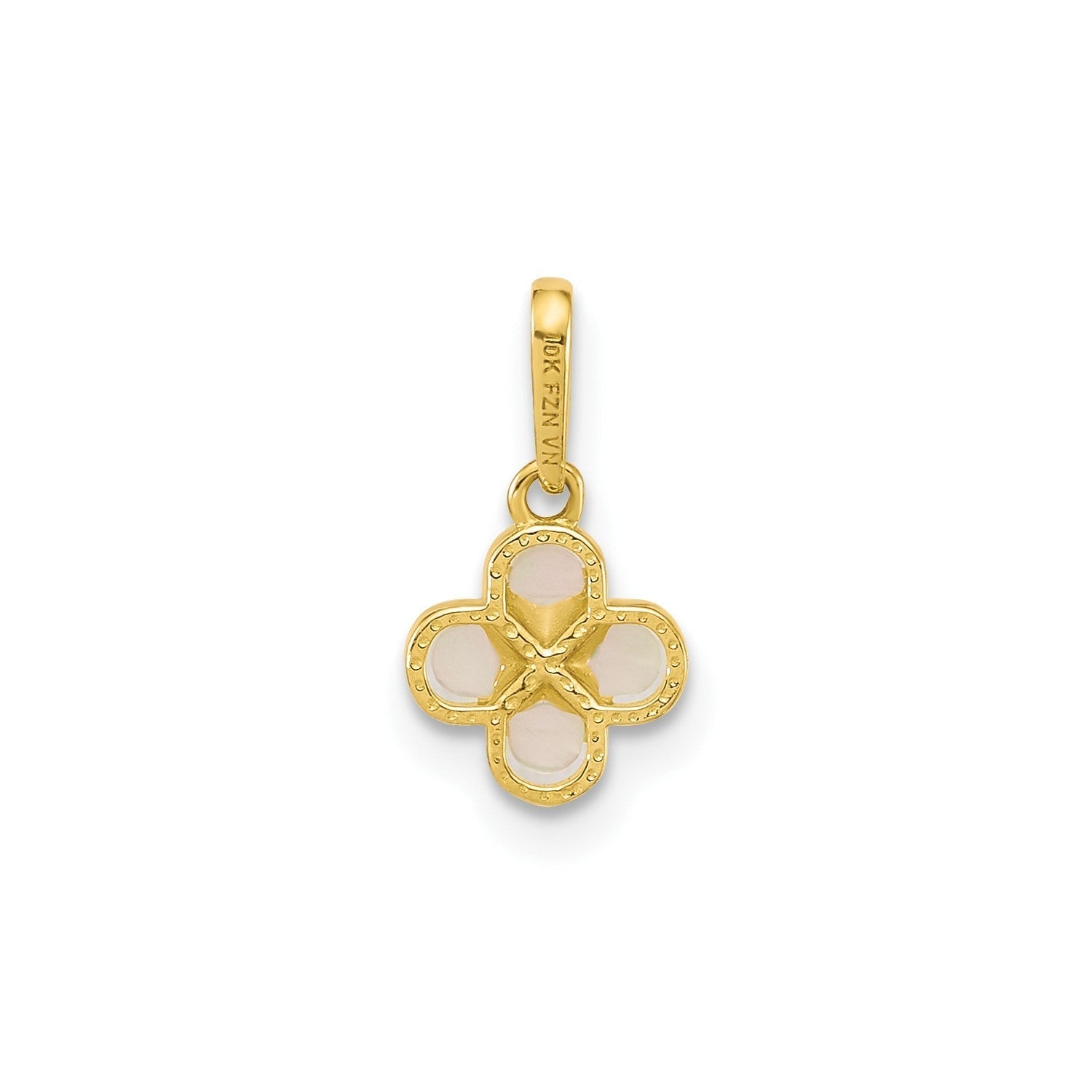 10k Yellow Gold Mother of Pearl Clover Cross Pendant, 7x7mm - JewelryAffairs