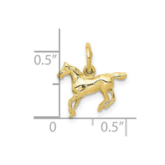 10k Yellow Gold Running Horse Charm Pendant, 13x13mm - JewelryAffairs