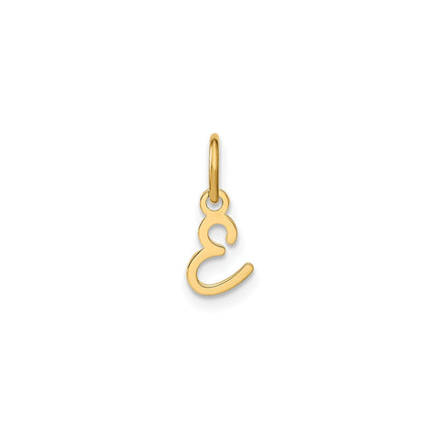 10K Yellow Gold Script Letter Initial Charm Pendant, 14x10mm