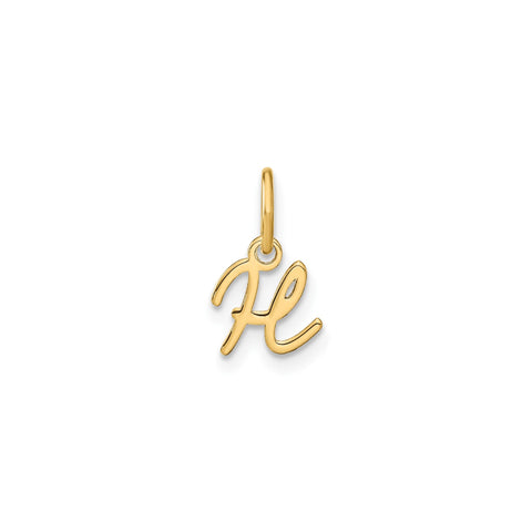 10K Yellow Gold Script Letter Initial Charm Pendant, 14x10mm