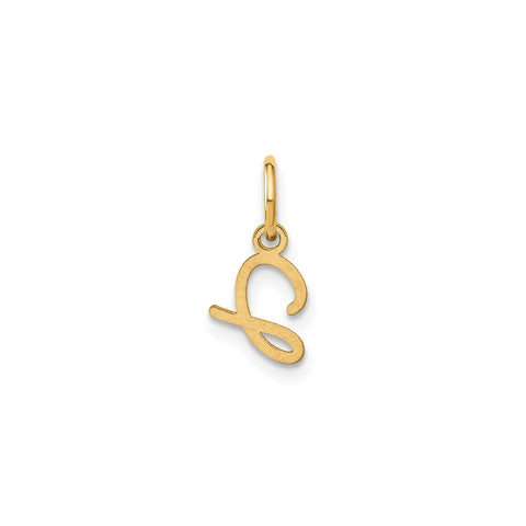 10K Yellow Gold Script Letter Initial Charm Pendant, 14x10mm