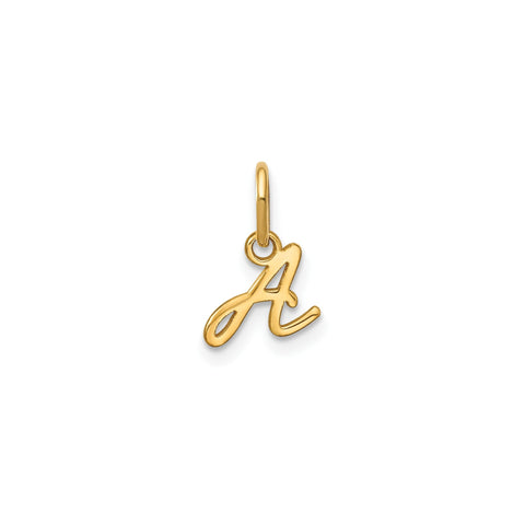 10K Yellow Gold Script Letter Initial Charm Pendant, 14x10mm