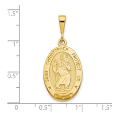 10k Yellow Gold St Christopher Medal Oval Pendant, 35x16mm - JewelryAffairs