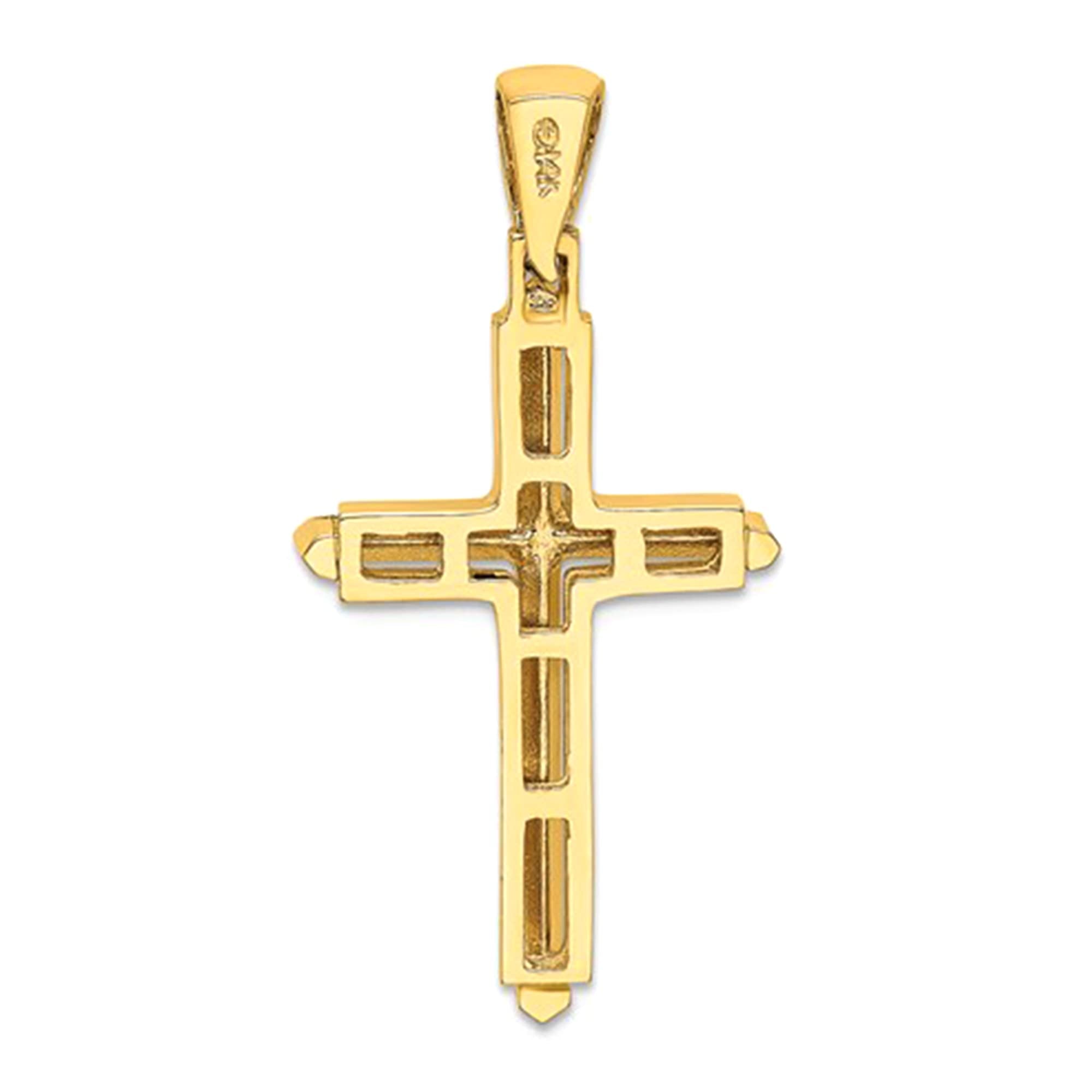 10k Yellow Gold Unisex Cross Charm Pendant - JewelryAffairs