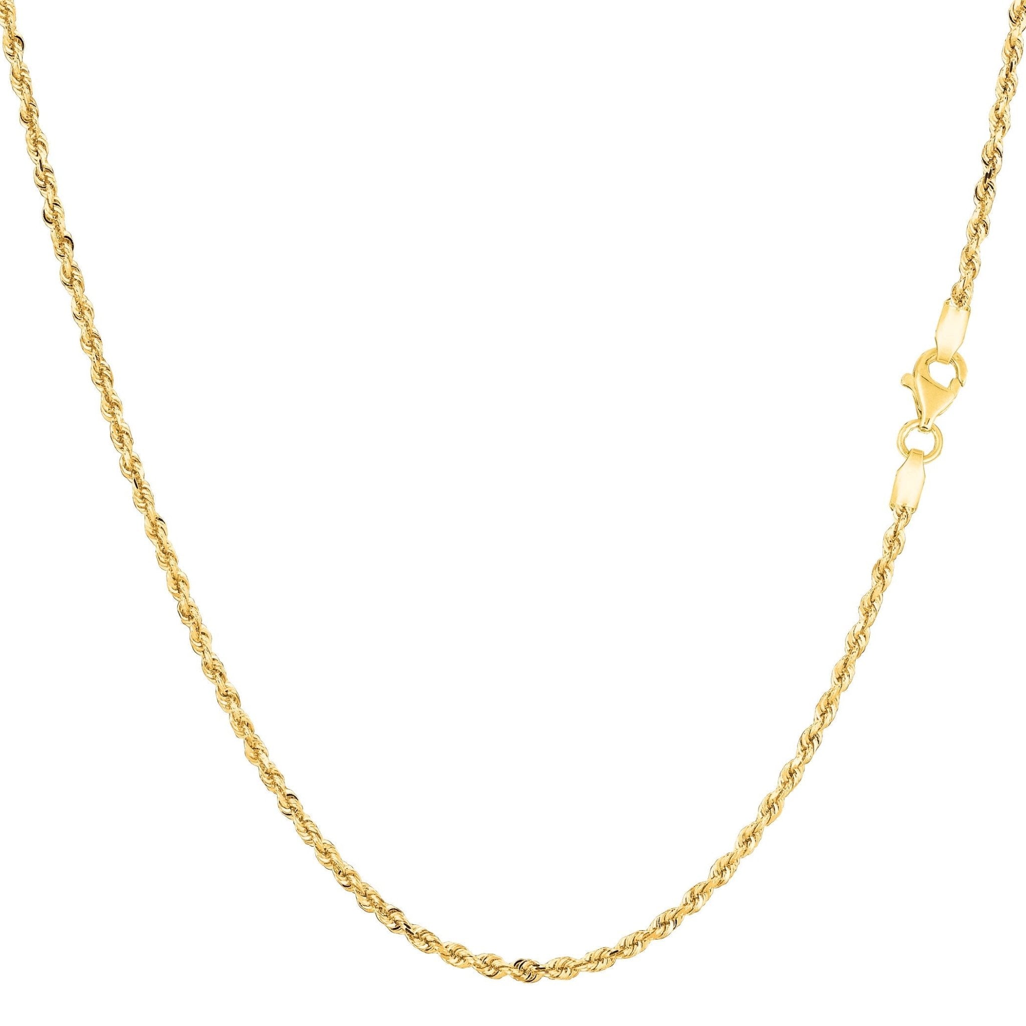 10k Yellow Real Solid Gold Diamond Cut Rope Chain Necklace, 1.25mm, 20