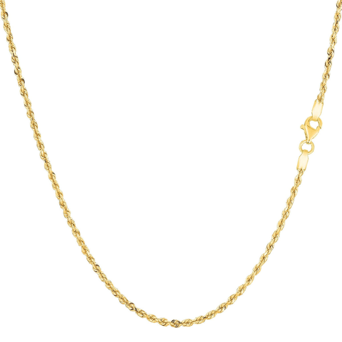 10k Yellow Real Solid Gold Diamond Cut Rope Chain Necklace, 1.25mm, 20