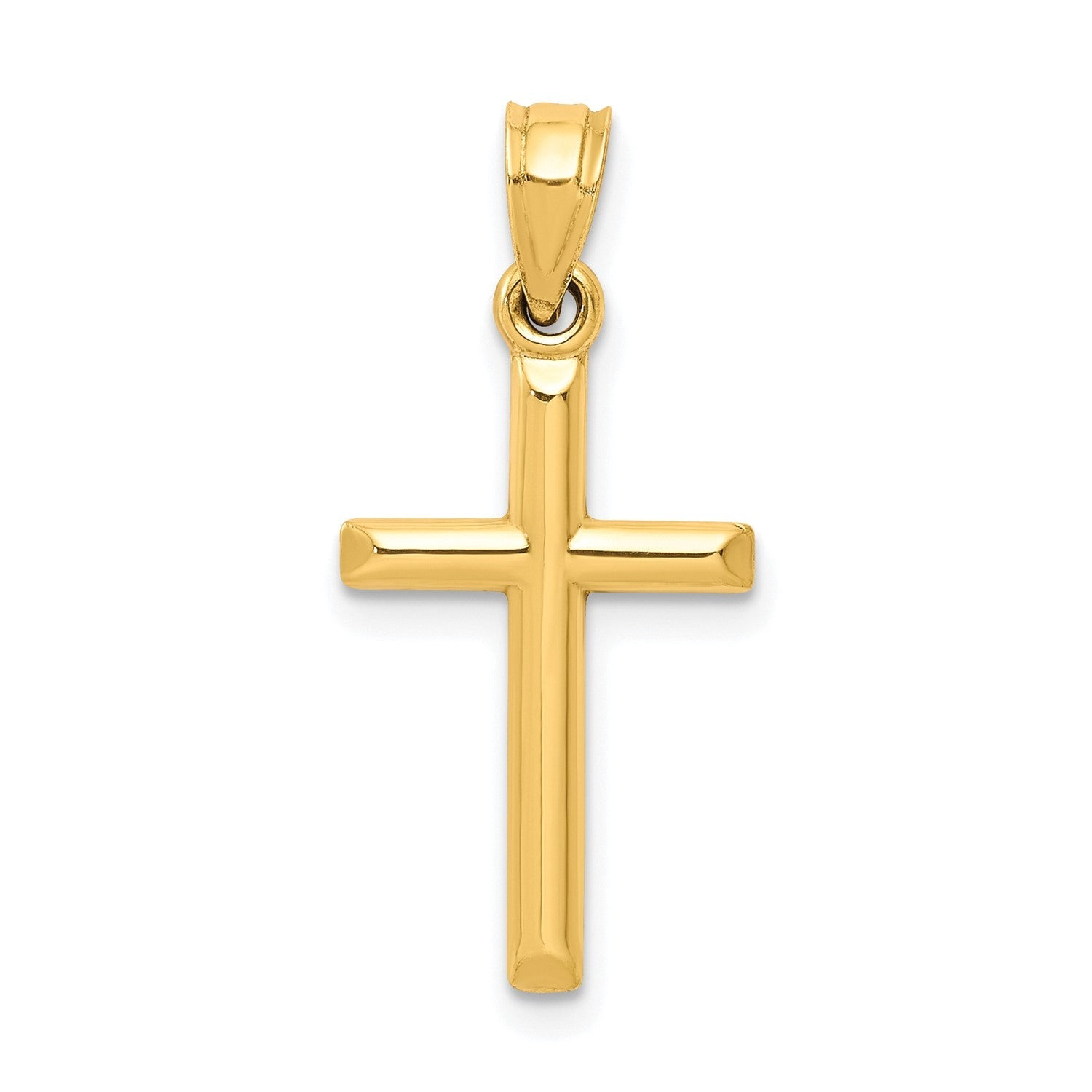 10k Real Yellow Gold High Polished Unisex Cross Pendant Charm,19x11mm
