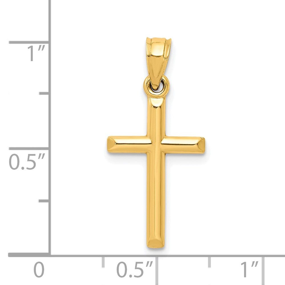 10k Real Yellow Gold High Polished Unisex Cross Pendant Charm,19x11mm
