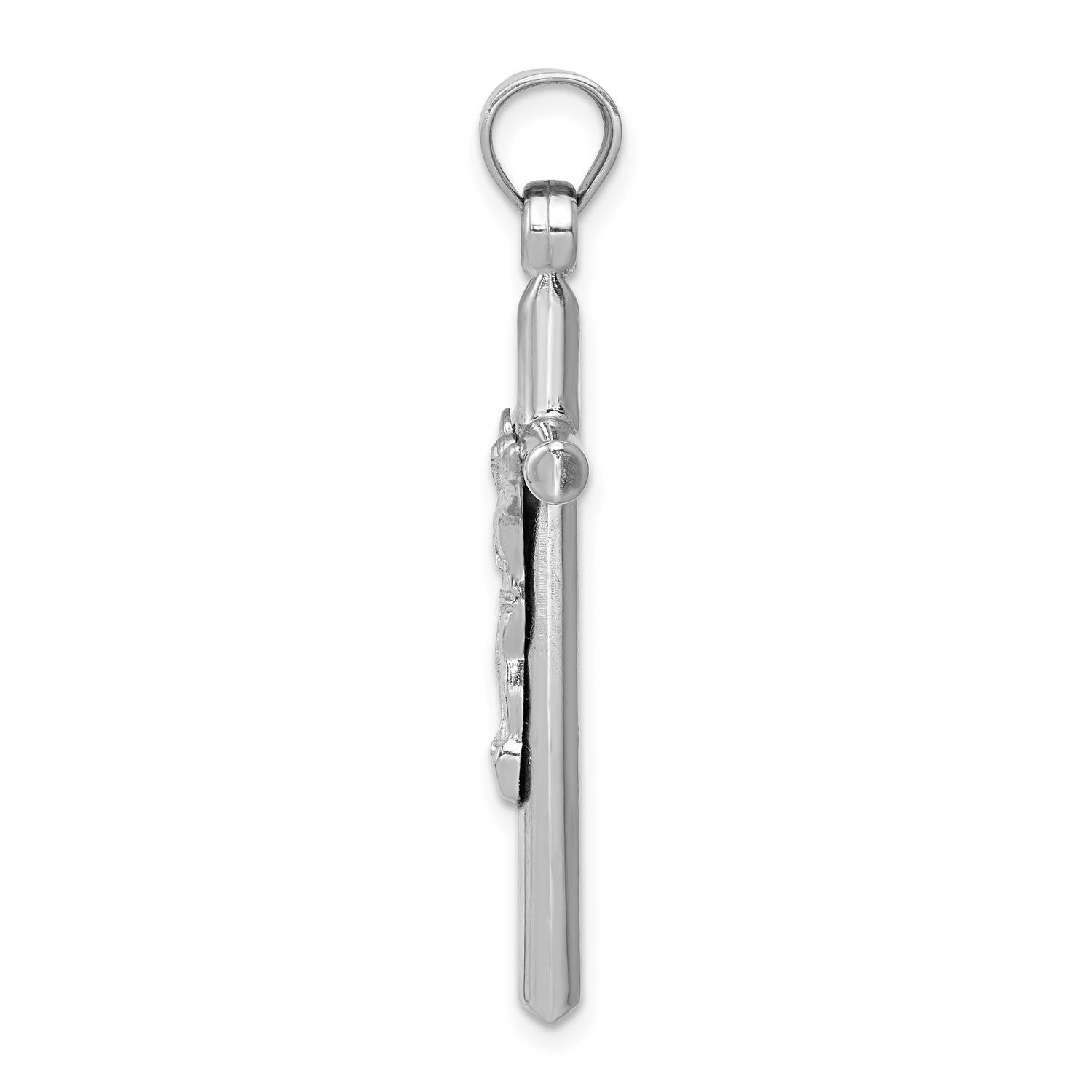 10k Solid White Gold Crucifix Jesus Cross Pendant, 32mm x 19mm